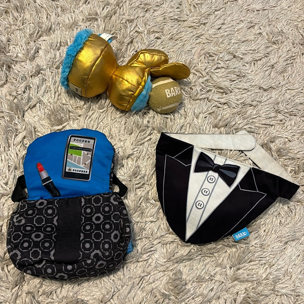 Large size bark brand dog toy bundle
